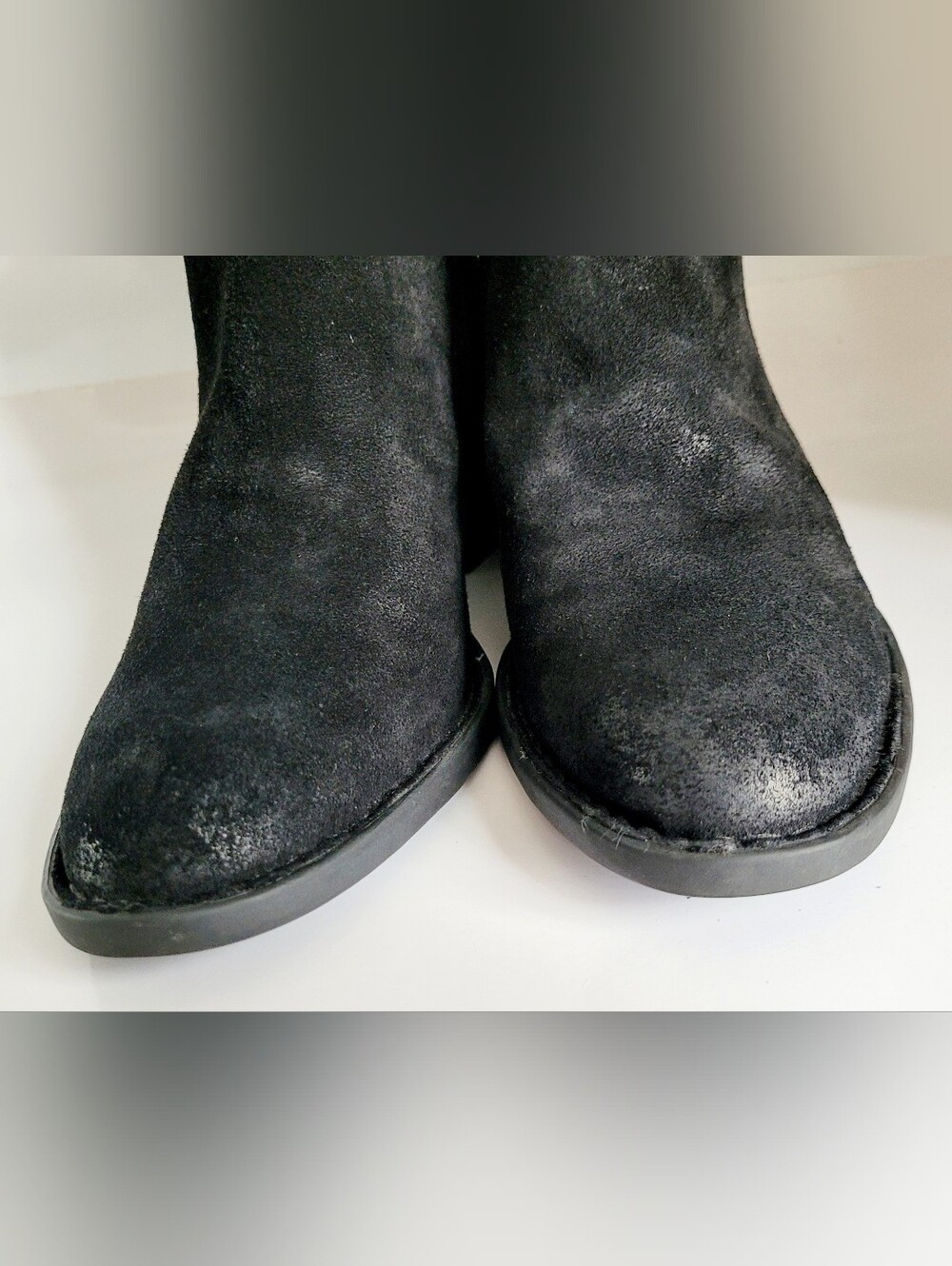 Born Distressed Black Suede Leather Slouchy Block Heel Boots US 7.5 - Picture 11 of 16